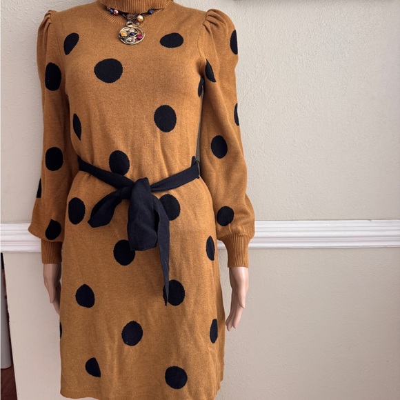 Who What Wear Tan Long Sleeve Turtleneck Dress - Picture 6 of 8